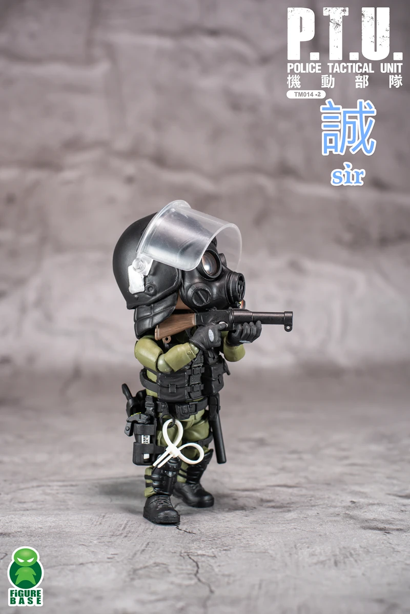 Tm014 Originele 12.5Cm Mini Soldaat Chinese Ptu Oproerpolitie Tactische Eenheid Zhong/Oprechte/Yong/Yi Sir Hoofd Lichaam Wapen Actie Figur