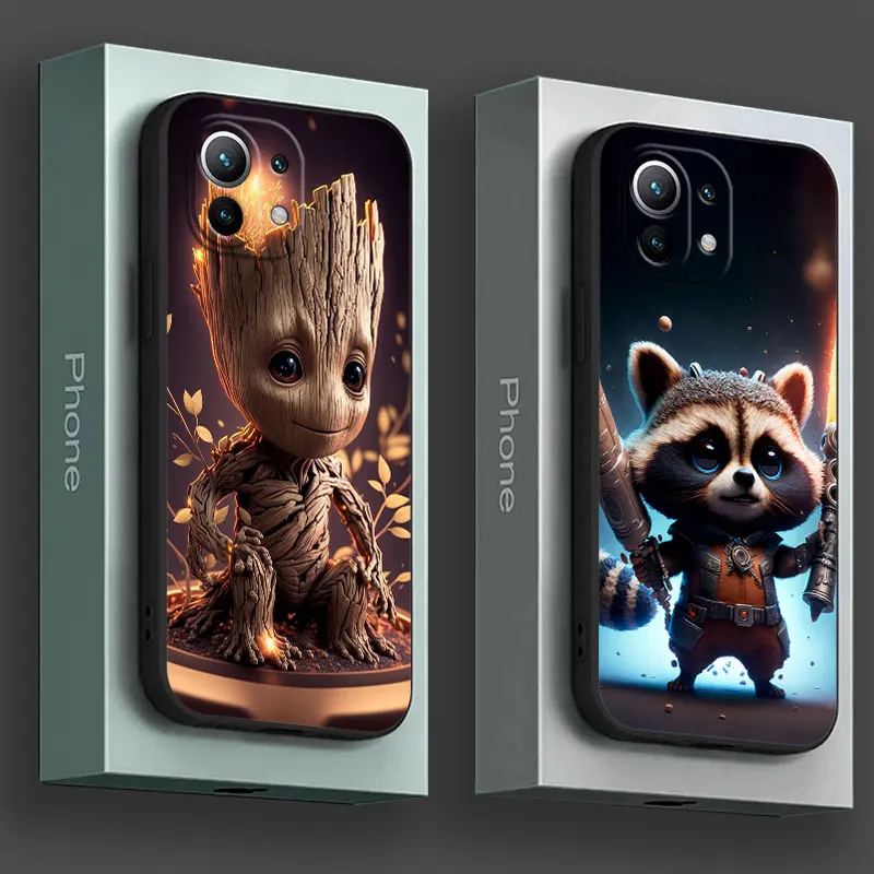 Marvel Baby Groot Rocket Phone Case For Xiaomi 14T 13T 12T 11T 10T 14 Pro 12 Mi 11 Lite Poco X3 X4 X5 X6 M5 F5 F6 Pro Soft Cover