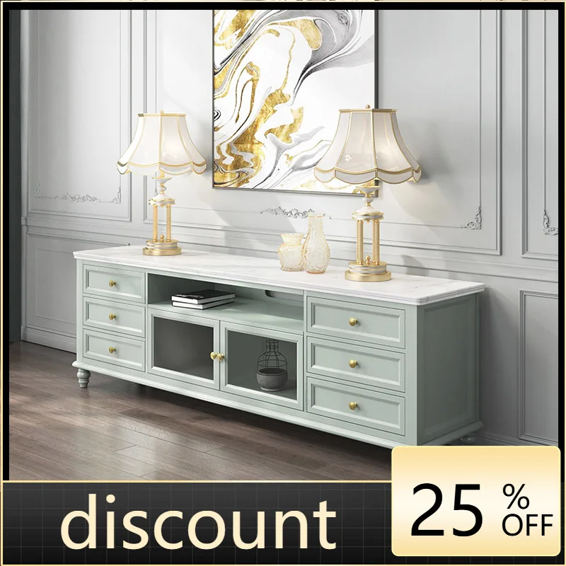 

LMM American rural solid wood light luxury living room low cabinet high modern simple small apartment