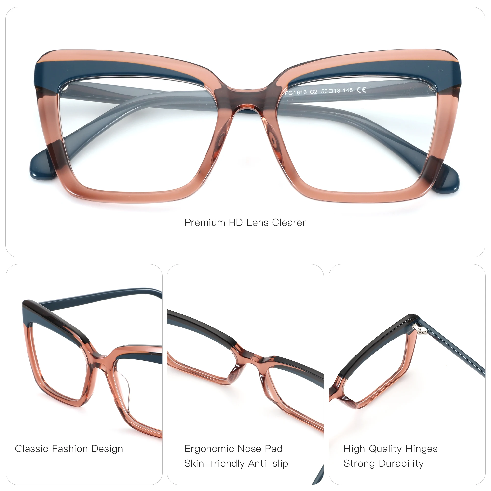 ZENOTTIC (S Size）Womens Cat Eye Graduated Photochromic Multifocal Glasses Fashion Acetate&Metal Myopia Lenses Woman