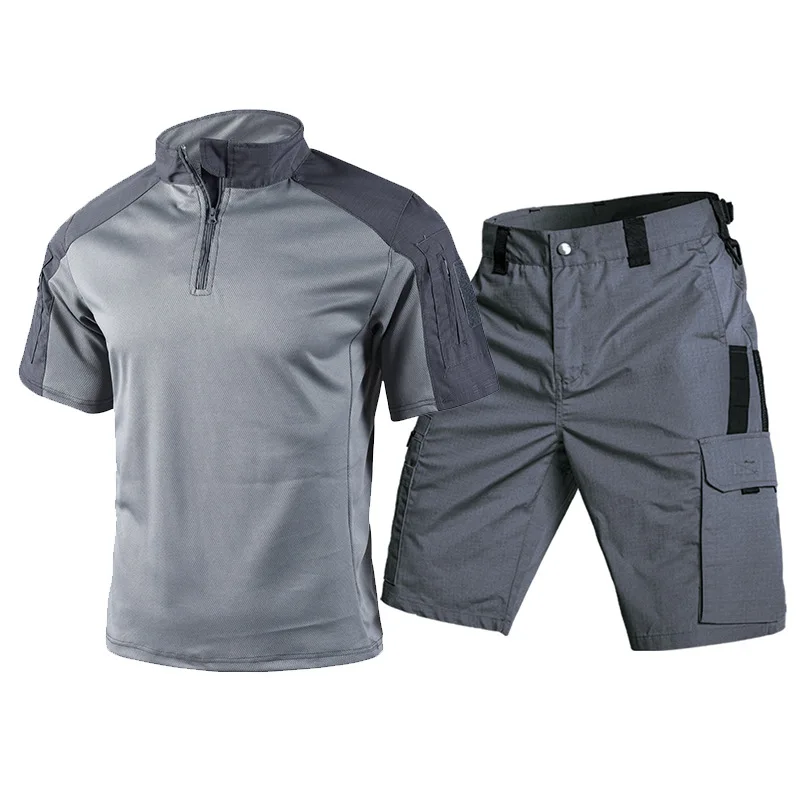 Men's Tactical Short Sleeve Uniform with Quick Dry Shorts Summer Training Top for Men Frog Suit Ensemble