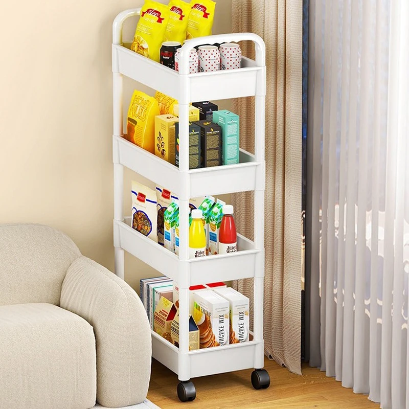 Bookshelf Storage Trolley Mobile Kitchen Organizer Cart With Wheels Multi-Layer Bathroom Shelves Household Snacks Storage Rack