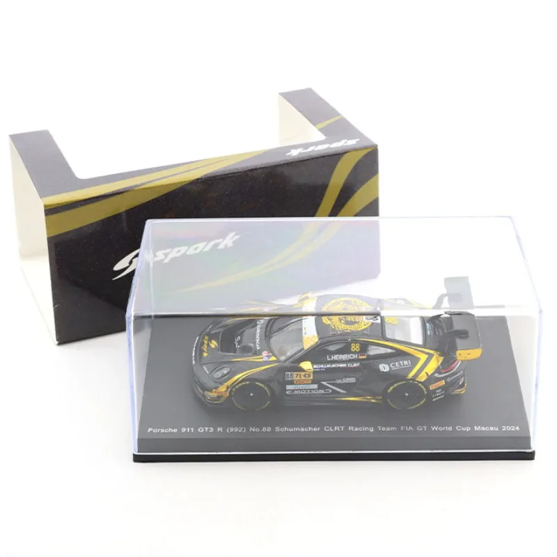 Modèle de voiture en alliage de simulation Spark 1/64 911 GT3 88 2024 Macau GT Coupe du monde, un cadeau pour les enfants, une décoration de collection pour adultes.