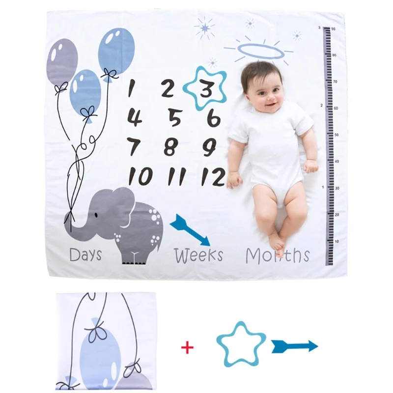 1 Set Baby Monthly Record Growth Milestone Blanket Newborn Photography Props