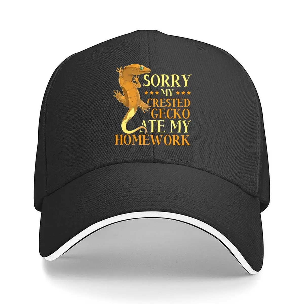 Sorry My Crested Gecko Ate My Homework Funny Sandwich Baseball Cap Sun Cap Outdoor Workouts Hat