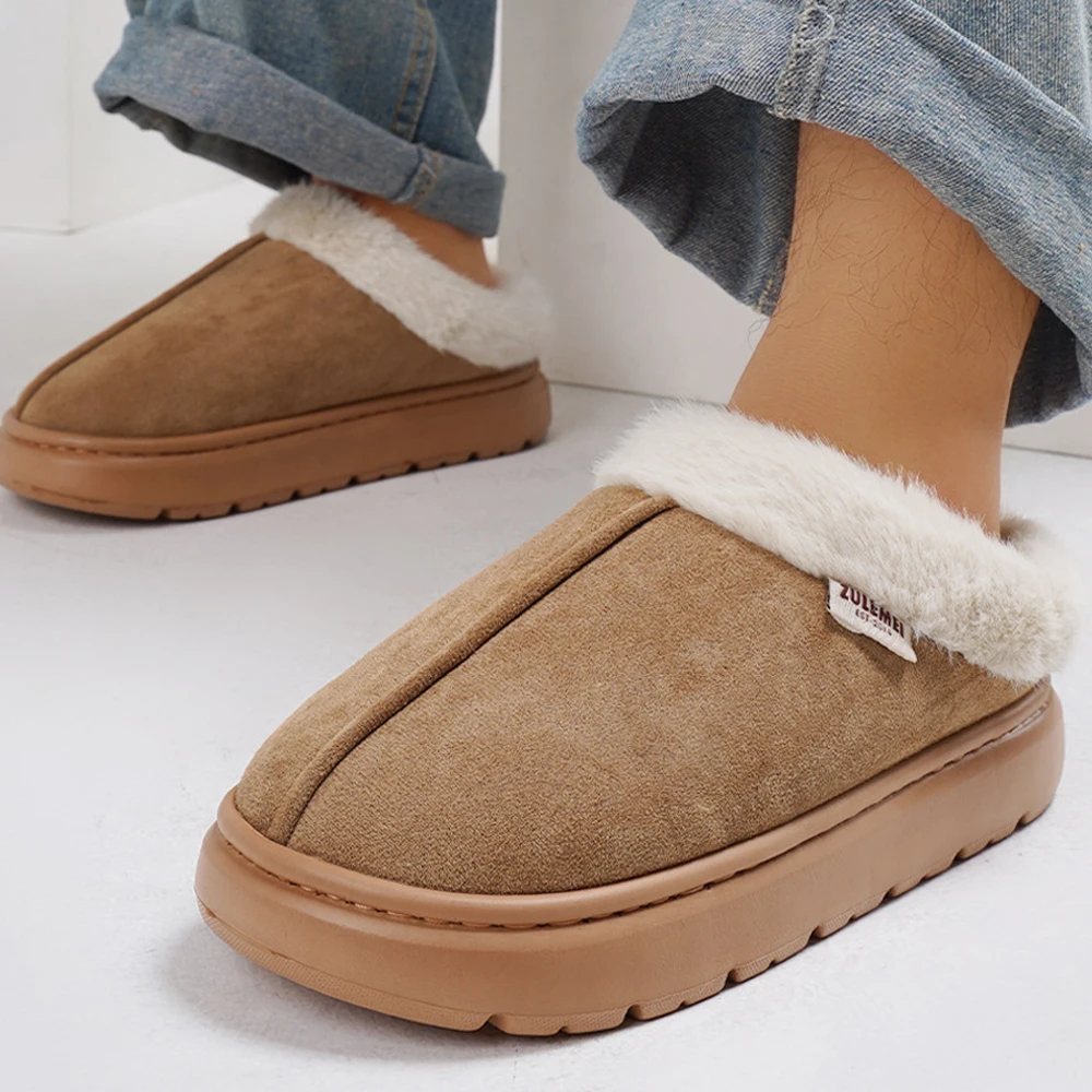 Comwarm Fashion Fluffy Platform Women Slippers 2024 Winter Plush Warm Cotton Woman Shoes Comfort Non Slip Unisex Home Slippers