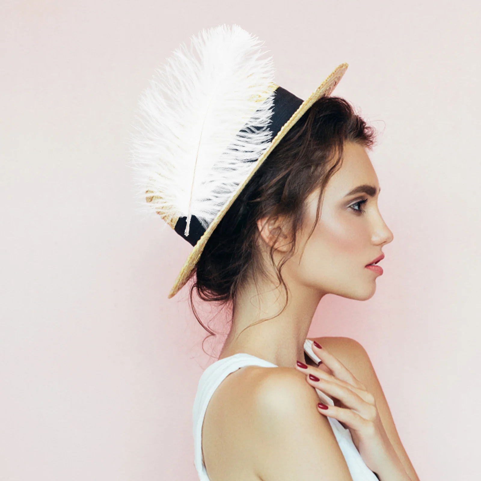 

10pcs White Ostrich Wedding Decor Home Plumes Crafts DIY Accessories Photo Props Party Decorations Bright Color