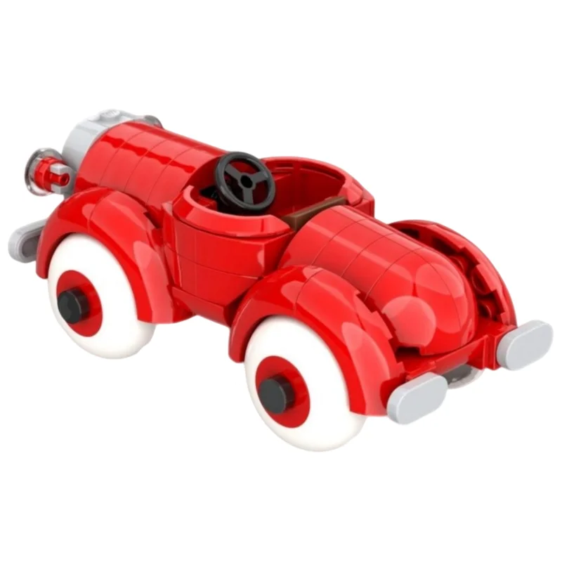 Retro Cartoon Car MOC Building Blocks 147 Parts Vintage Comic Style Compact Roadster DIY Brick Desktop Collectible