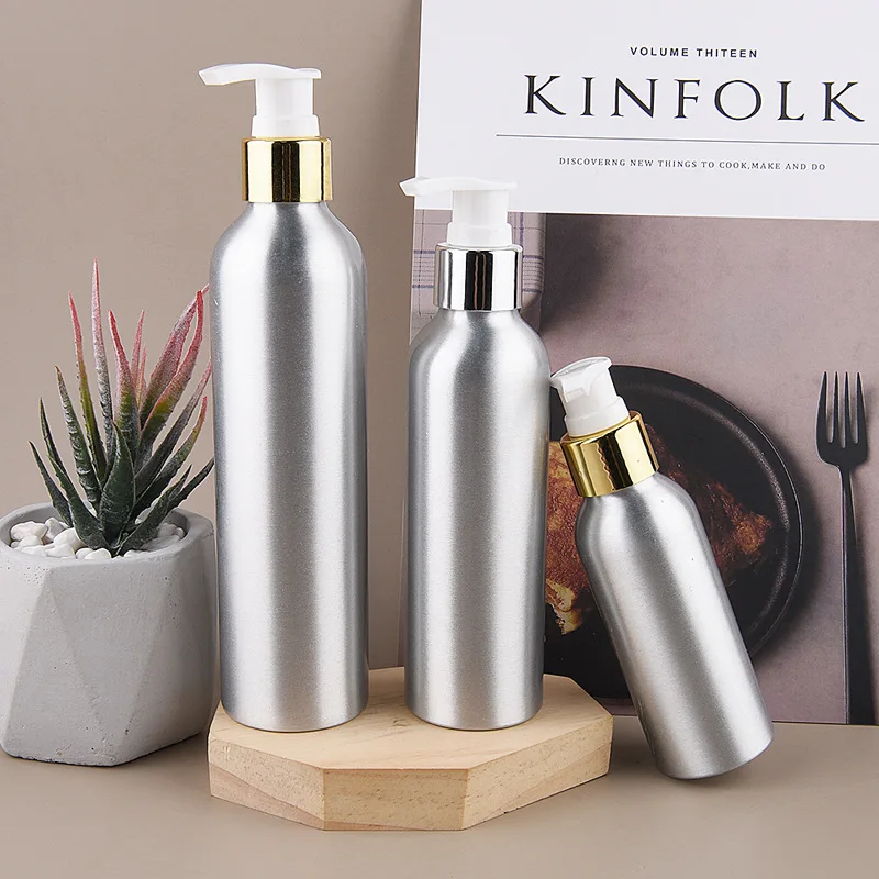 

10 pcs , 30ml - 250ml Empty Pump Gold Silver Aluminum Bottles Liquid Soap Dispenser Body Lotion Cream