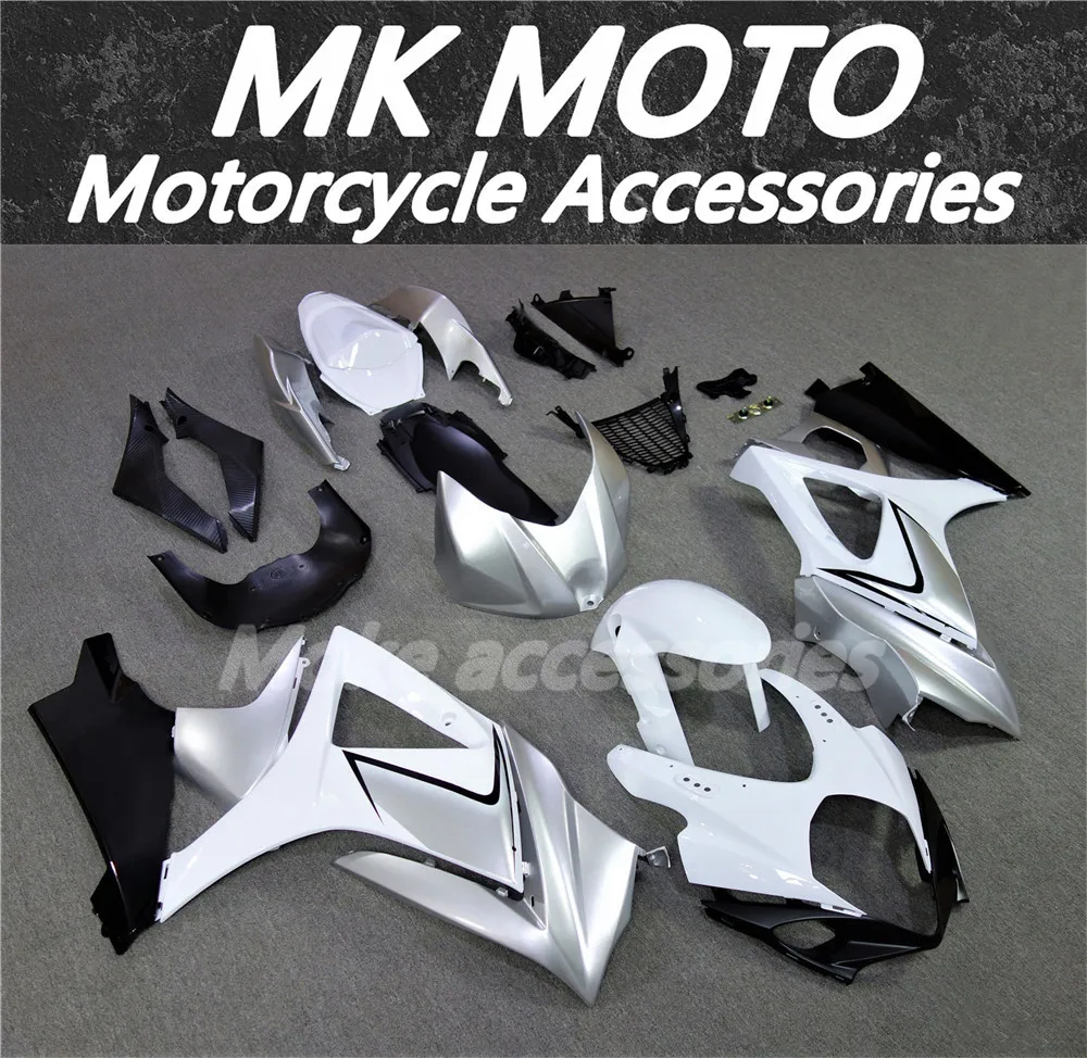 Moke moto Motorcycle Fairings Kit Fit For Gsxr1000 2007-2008 K7 07-08 Bodywork Set High Quality Abs Injection White Silver