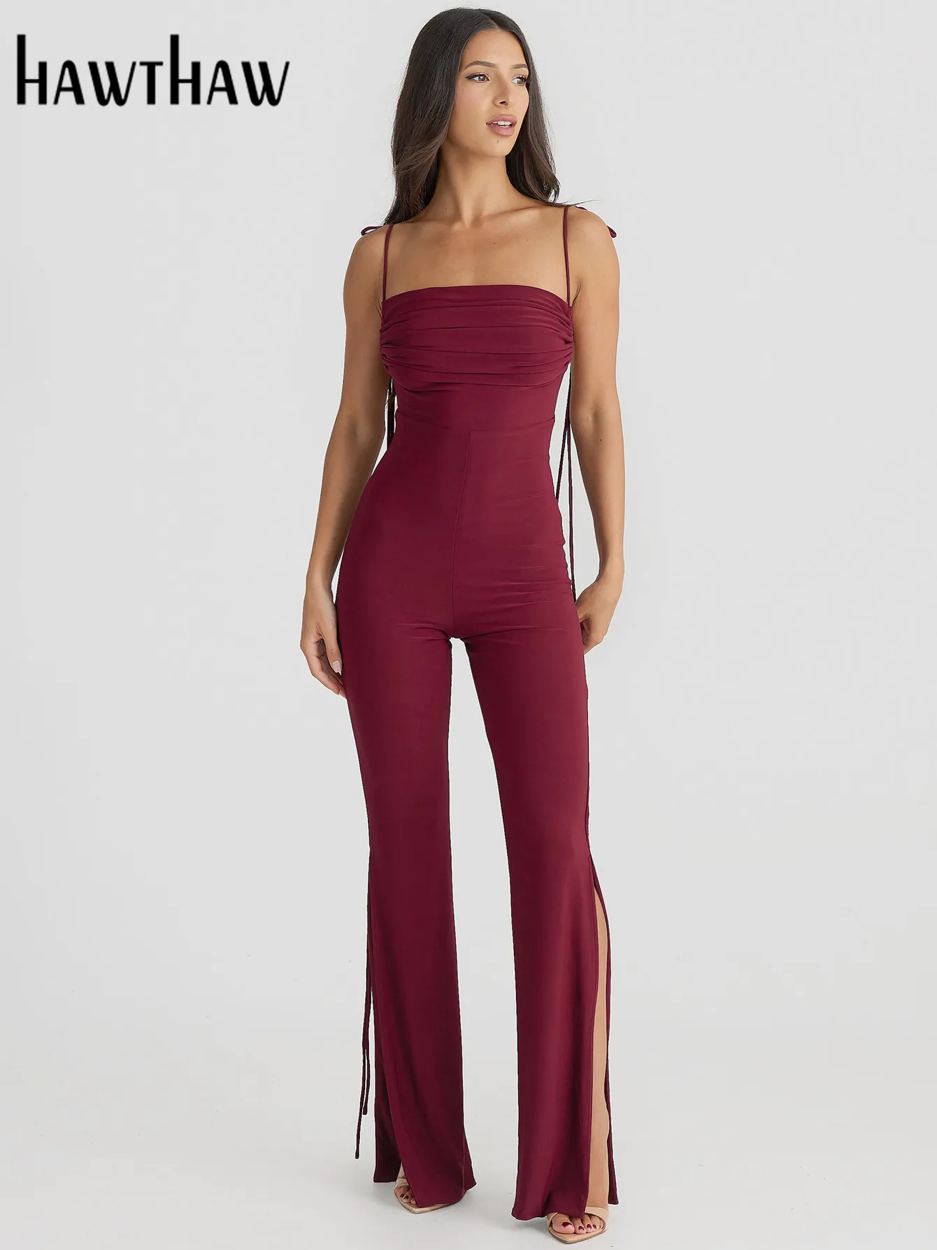 Hawthaw Vrouwen Mouwloze Bodycon Zwarte Jumpsuit Overall Eendelige Outfit 2024 Zomerkleding Groothandel Artikelen Voor Het Bedrijfsleven