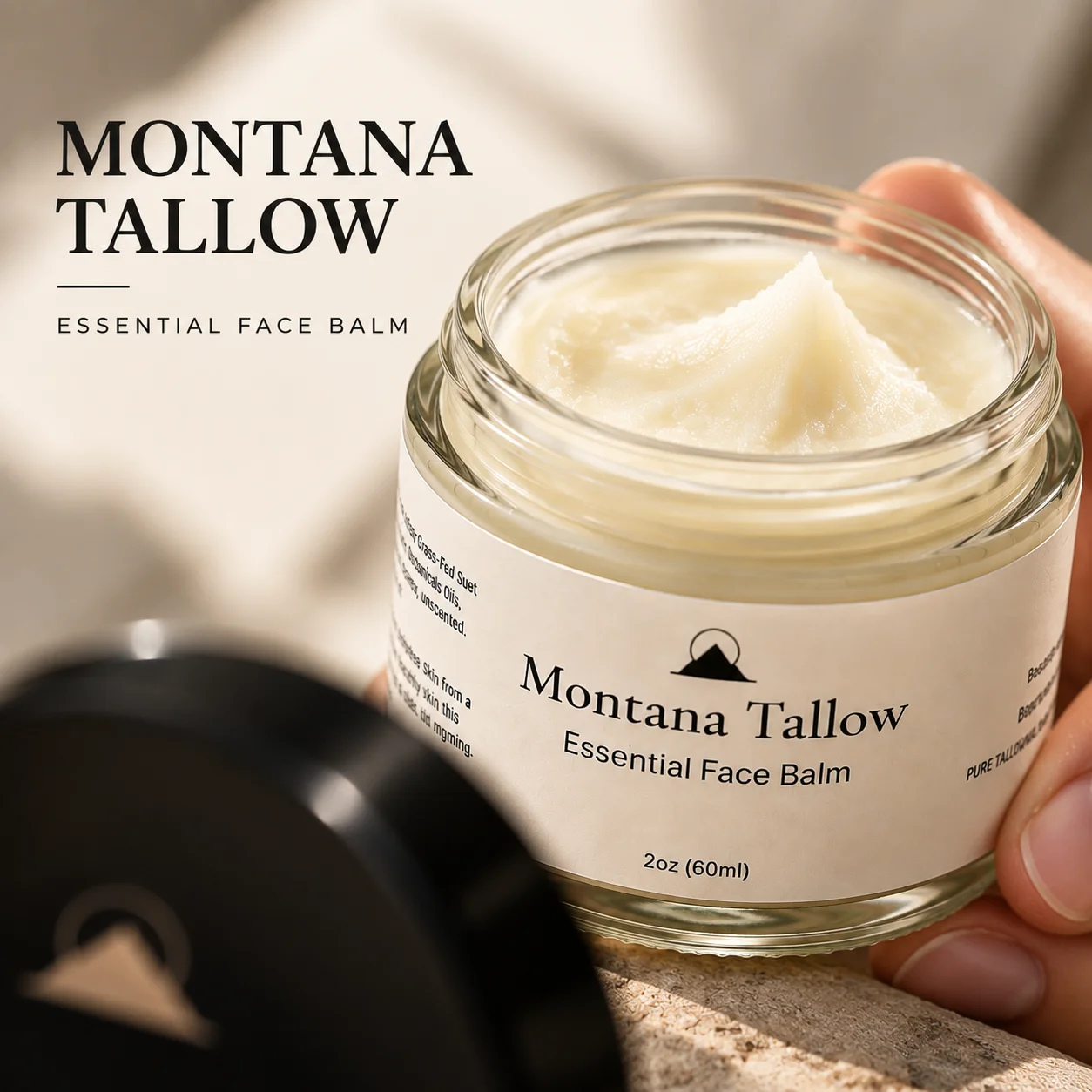 Montana Tallow Essential Face Balm Natural Beef Tallow 60ml Deep Nourish Hydrating Moisturizing For Dry Face Skin Treatment