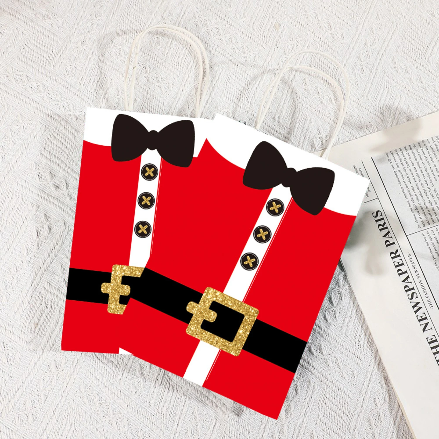 6/12/24PCS red Christmas gift box bag, Christmas paper gift bag, Christmas candy gift bag