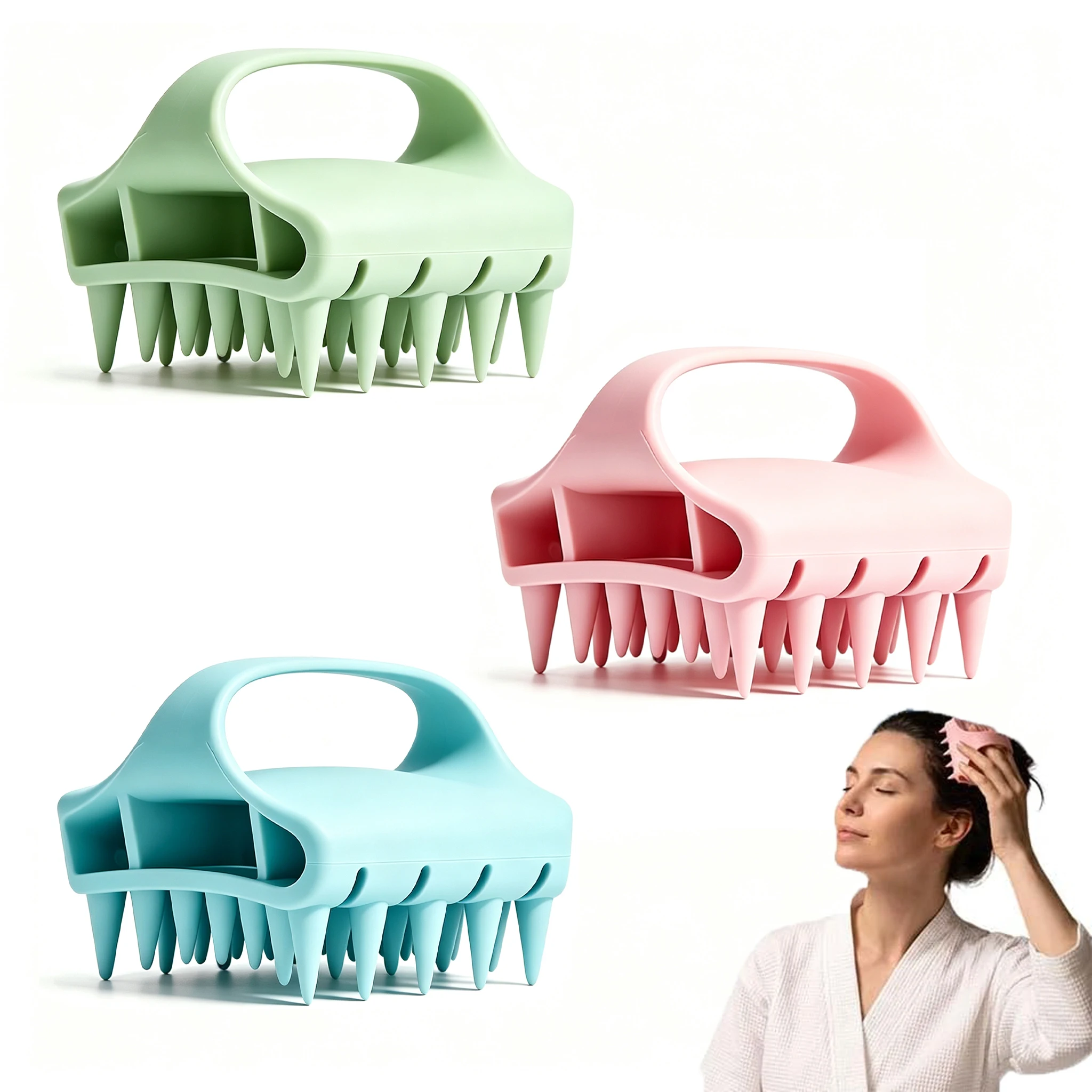 CALIYI 1/3 pcs Scalp Massage Shampoo Showering Brush Comb Scalp Cleaning Silicone Brush Scalp Care Stop Itch Bath Tools