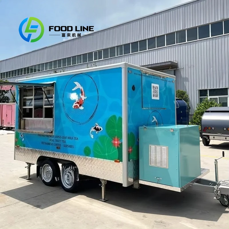 مقطورة شاحنة طعام متنقلة مجهزة بالكامل بالمطبخ الكامل لشريط العصير والقهوة والآيس كريم هوت دوج حسب الطلب #1