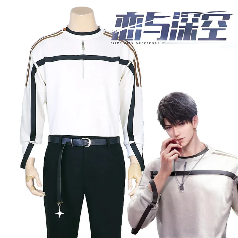 

Game Love and Deepspace Caleb Cosplay Adult Men Coat Uniform Costume Hooded Pullover Top Halloween Casual Outfits fy1;