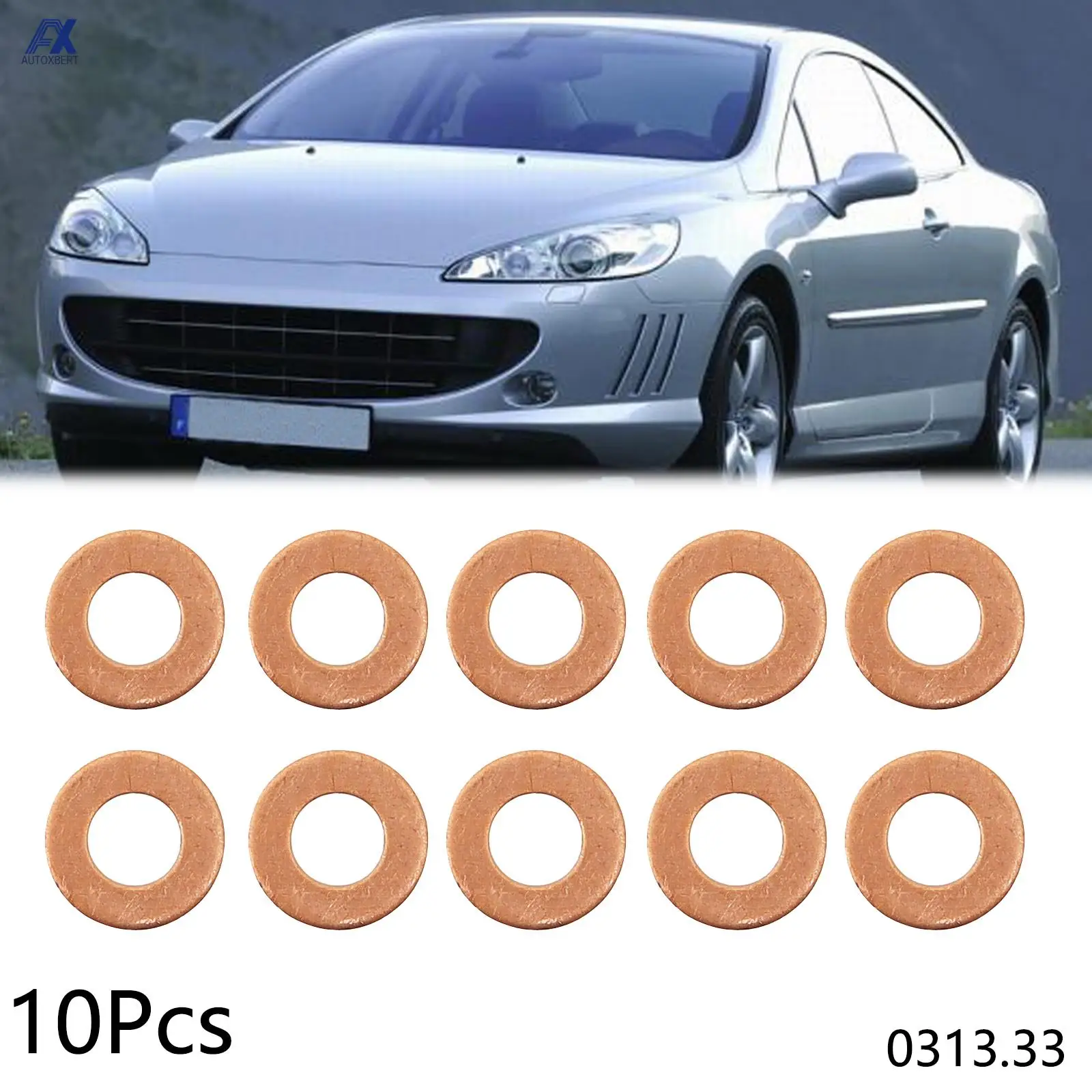 10PCS Oil Drain Plug Gaskets 0313.33 For Peugeot 207 208 307 308 406 For Citroen C3 C5 10X20X1.8mm Oil Pan Screw Washers Gasket