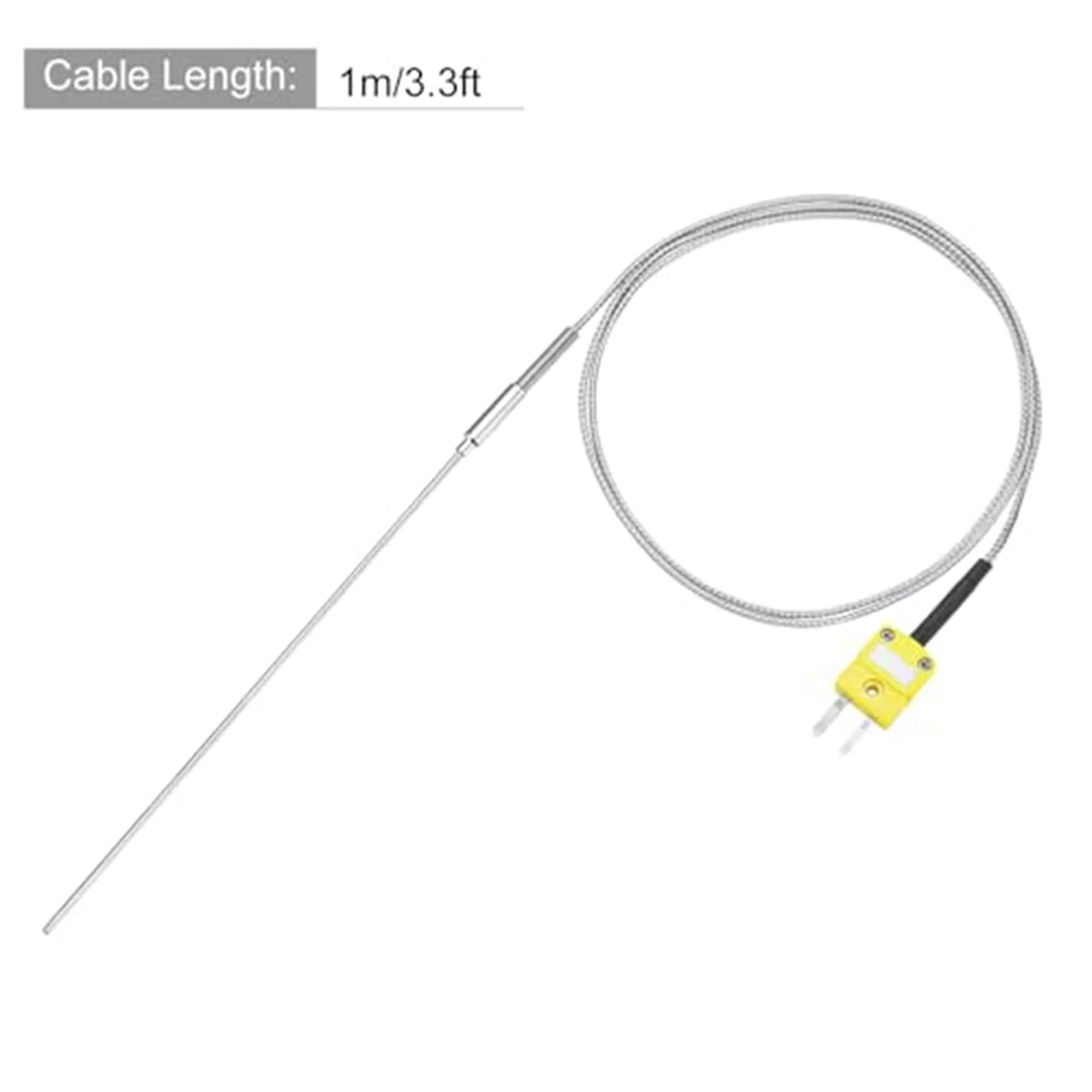 K Type Thermocouple with Plug, Meter Temperature Sensor Probe -50 to 1100°C,3.3ft Wire 1x150mm