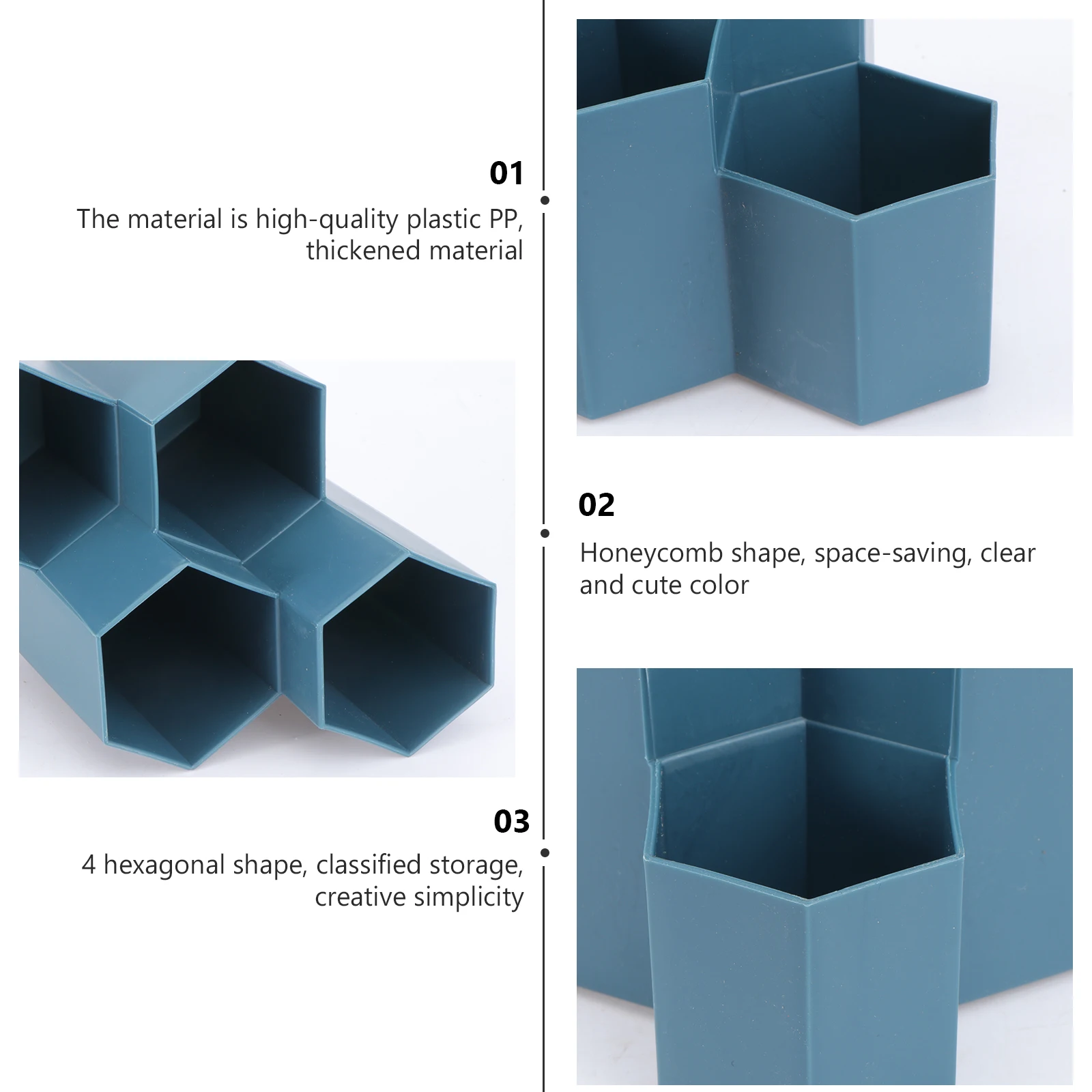 

Hexagonal Pen Holder Desk for Aesthetic Organizer Cute Plastic Pp Makeup Student Container