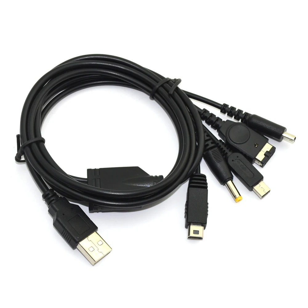 

10 PCS Multi-function 5 in 1 USB Charging Cable for PSP/Wii U GamePad/GBA SP/NDSL/3DS Charger Cable Cord Dropship