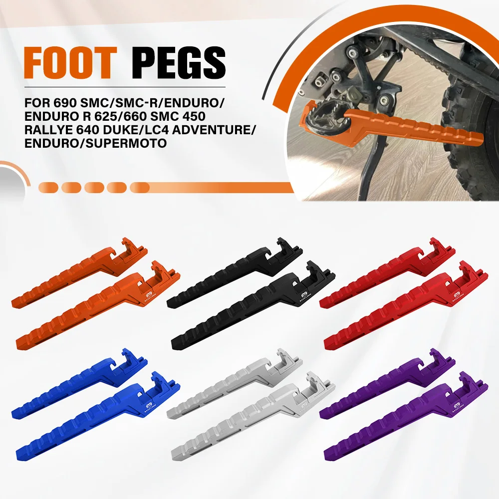 

For 690 SMC/SMC-R/Enduro/Enduro R 625/660 SMC 450 Rallye 640 Duke/LC4 Adventure/Enduro/Supermoto Passenger Foot Peg Extensions