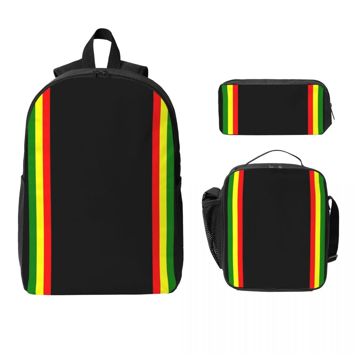 

Рюкзак Rasta Stripe Rasta с цветным узором, студенческий рюкзак для мальчиков и девочек, школьная сумка, сумки на плечо, 3 шт., изолированная сумка для обеда, пенал