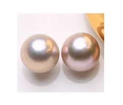 PAIR OF 13-14MM SOUTH SEA GOLD PINK BOTTOM PEARL HALF DRILLED