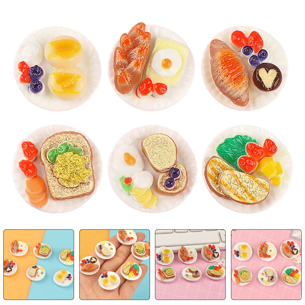 24 Pcs Simulated Food Toys Resin Fake Ornament Miniature Play House Decorations Dessert Model