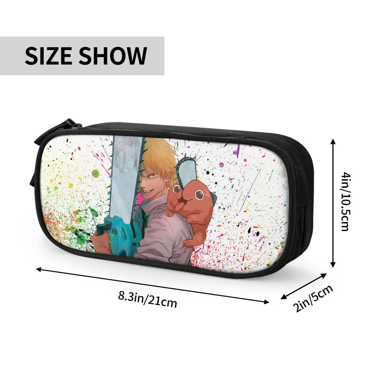 Power Pochita مقلمة بالمنشار رجل أنيمي قلم رصاص الحقيبة صندوق القلم للطلاب حقيبة تخزين كبيرة مكتب الهدايا القرطاسية