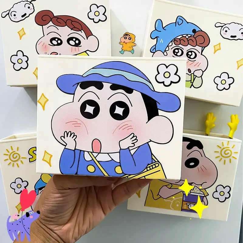 Crayón Kawaii de dibujos animados, estantes magnéticos para nevera Shin-chan, cajas de absorción magnética, decoraciones para puertas, imanes magnéticos