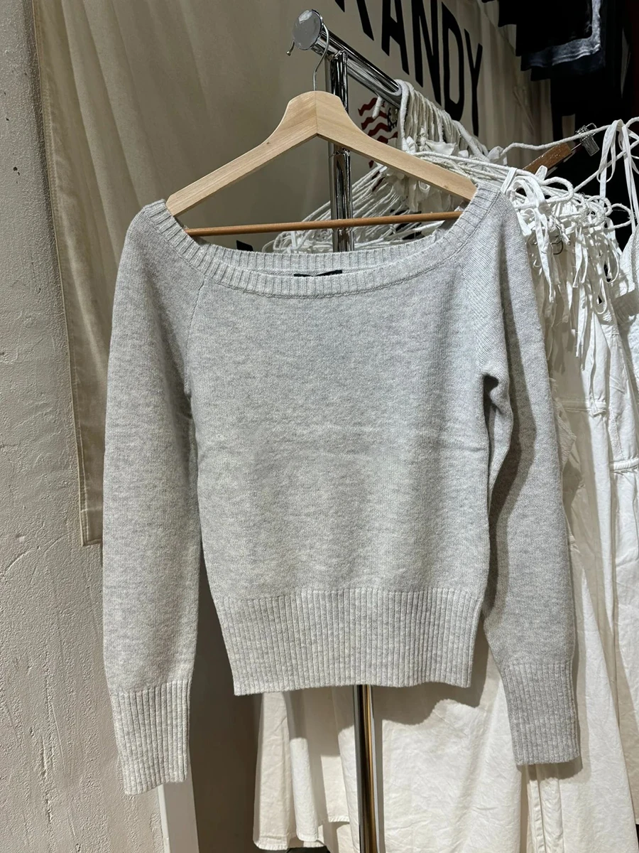 Szary Dzianinowy Krótki Sweter Kobieta Jesień Seksowny Głęboki Dekolt Długi Rękaw Bawełniane Swetry Vintage Słodki Styl Preppy Pullover Y2k Tops