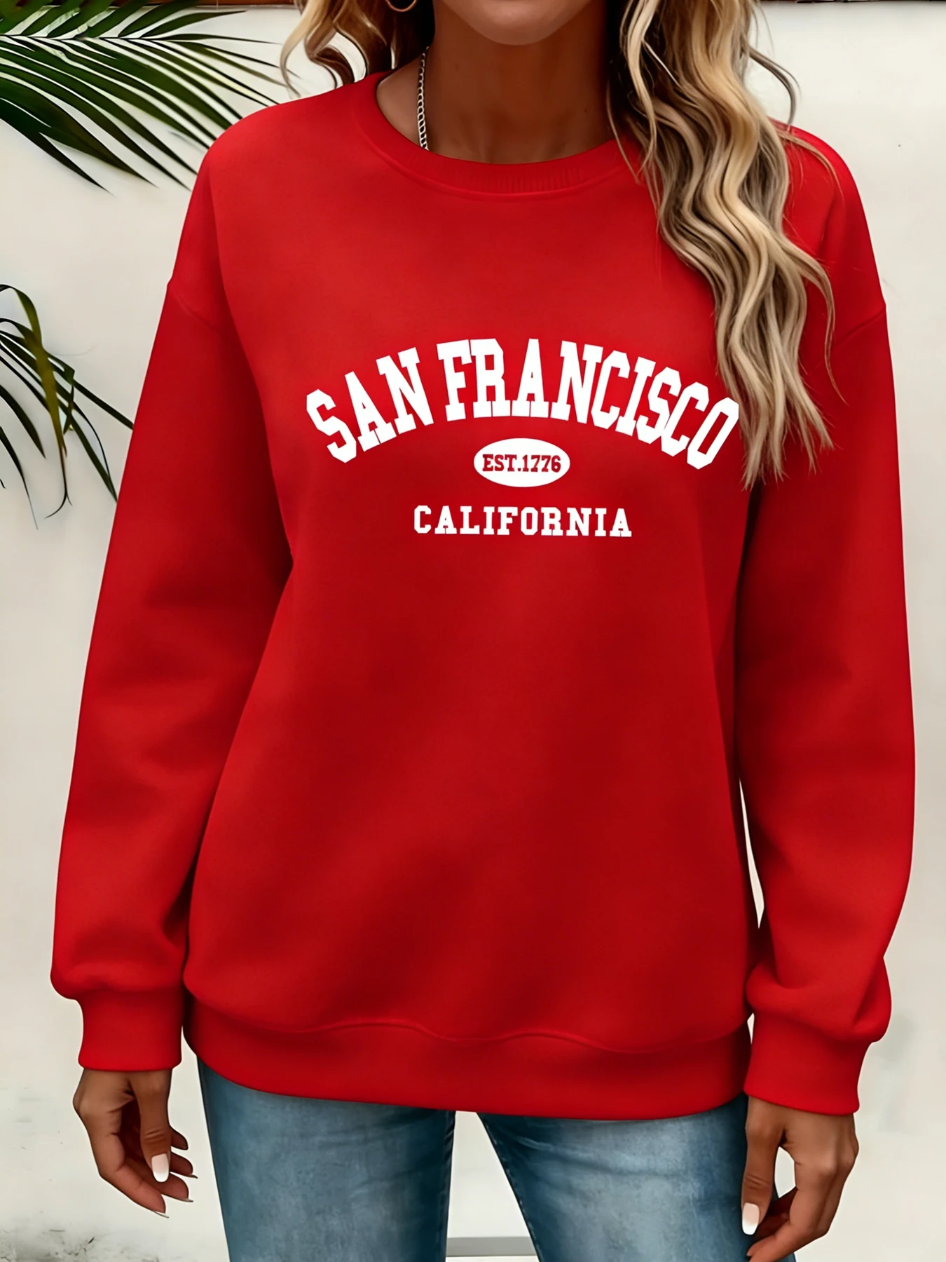 Sweat-shirts pour femmes San Francisco EST.1776 Badge California Text Pullover Retro Cozy Casual Clothing Winter Warm Fleece Hoody
