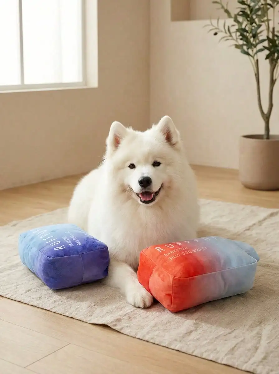 

PETSIN 1pc 5*7 Inch Polyester Cute Plush Dog Toy - Funny Imitation Puppy Toy With Squeaker - Dog Birthday Gift (Blue)