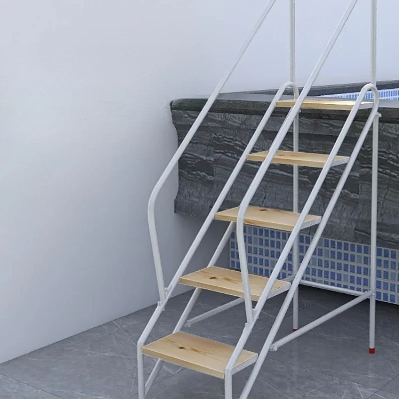 Escalera de piscina gruesa para interiores y exteriores, de madera maciza, para el hogar, escalón alto