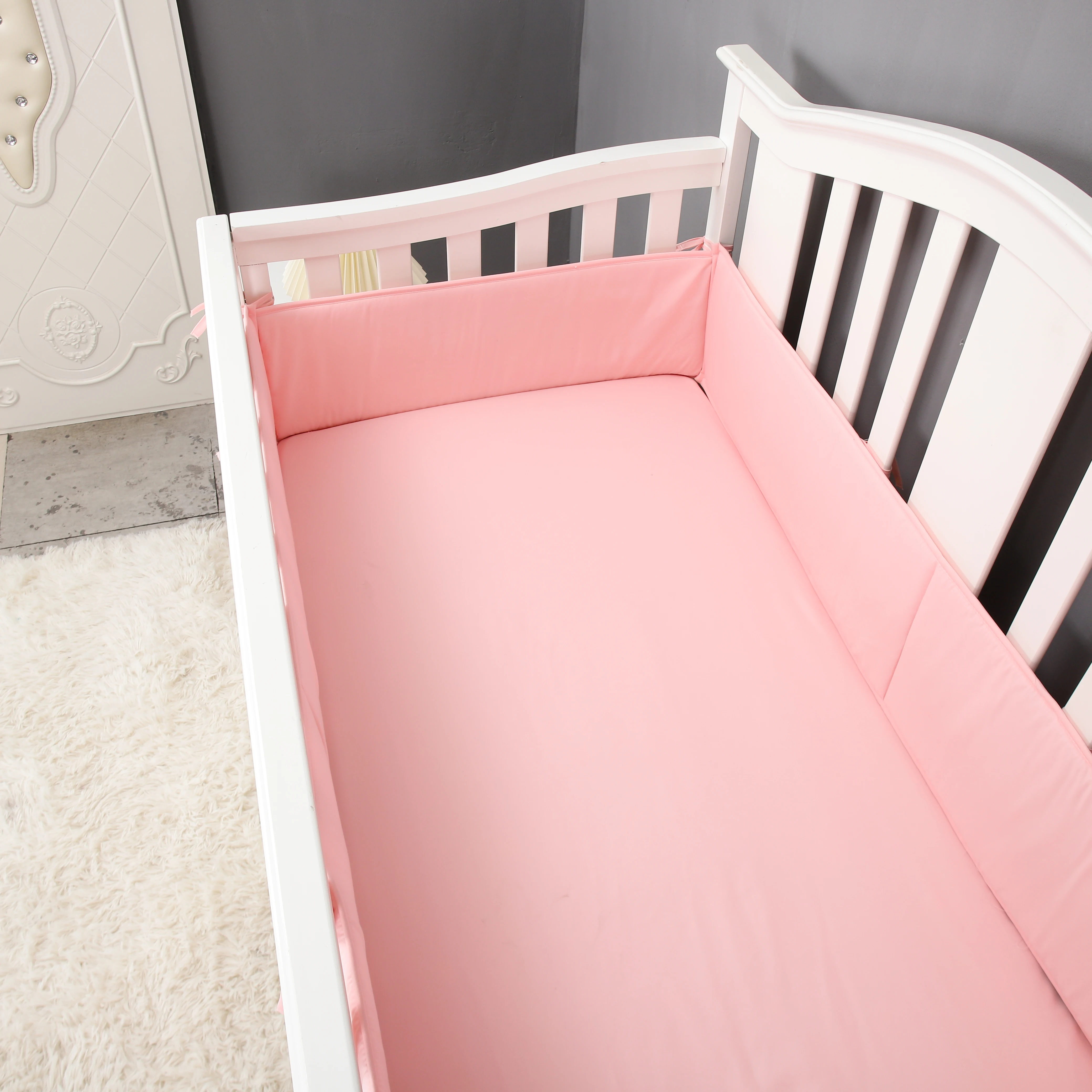 Destacável Crib Bumper para o bebê recém-nascido, Around Cot Protector, Kids 'Room Decor, 4Piece