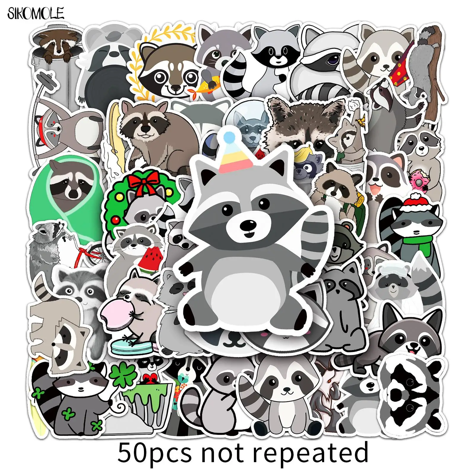 10/30/50PCS Cartoon Raccoon Animal Stickers Cool Aesthetic Skateboard Laptop Motor Phone Graffiti Sticker Decal Kids DIY Toys F5