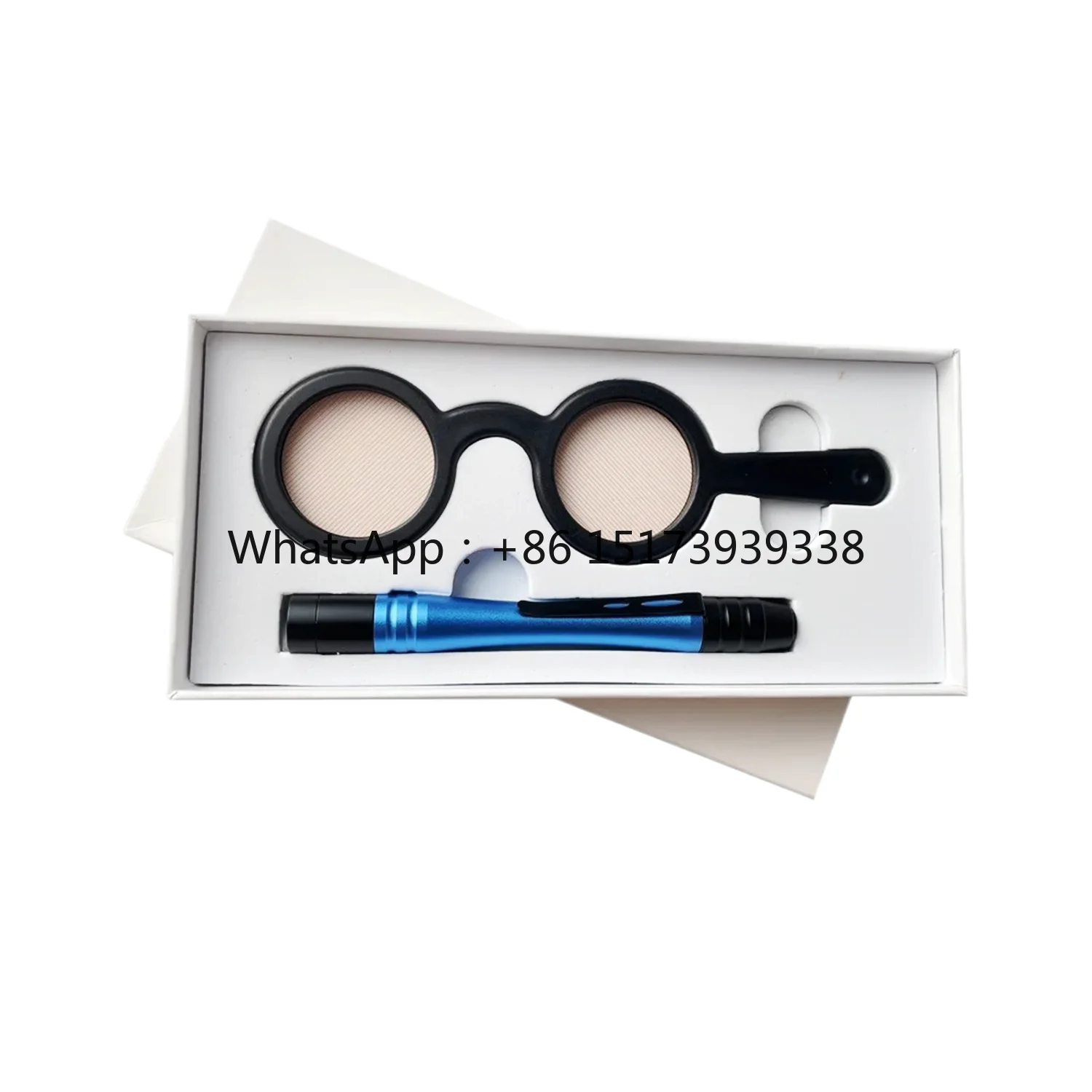 Striated Glasses Optical Binocular Vision Testing Set Handheld Lens Frame LED Penlight