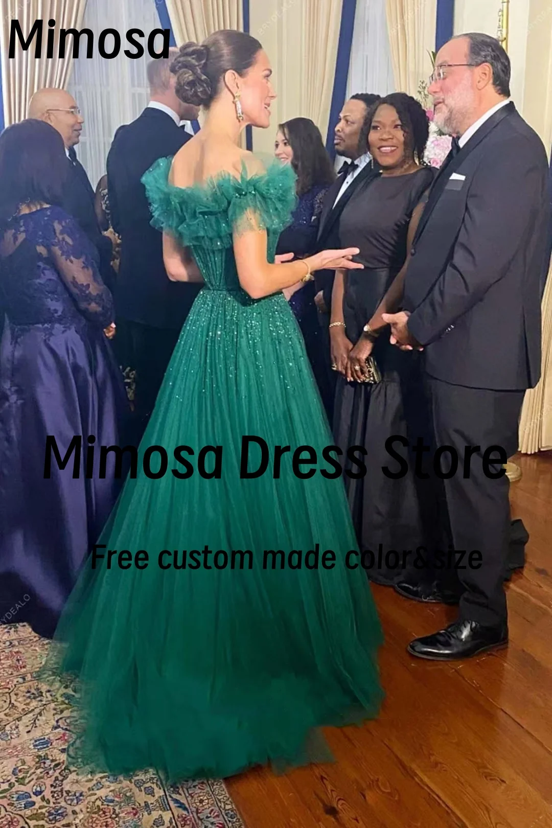 Mimosa Bespoke Occasion Dress Celebrity Women Ruffles Off Shoulder Prom Dresses Beading Tulle Evening Party Gowns Customized