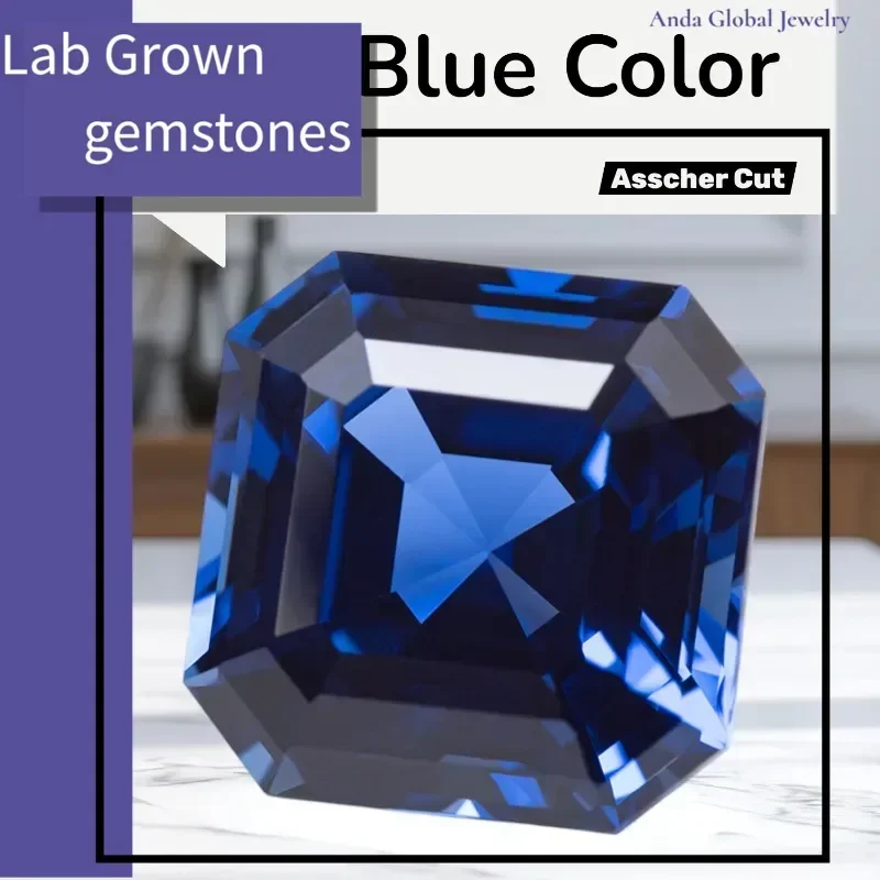

L-Lab Grown Sapphire RoyalBlueColor Asscher Cut AAA+Clarity Gems for Jewelry Setting&Custom Design Certificate Daily Matching