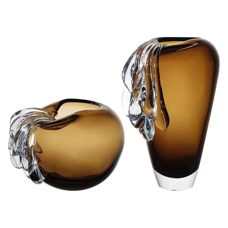 

K9 crystal glass decorative vase, hydroponic fresh dried flowers, retro size dining table