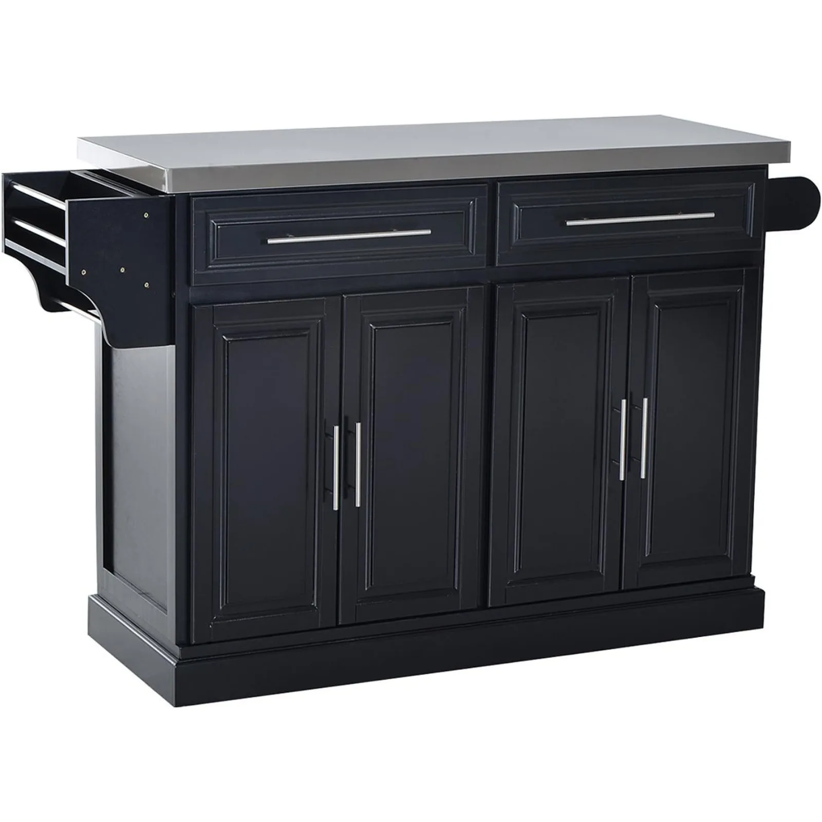 US Rolling Kitchen Island with Storage, Portable Kitchen Cart with Stainless Steel Top, 2 Drawers, Spice,