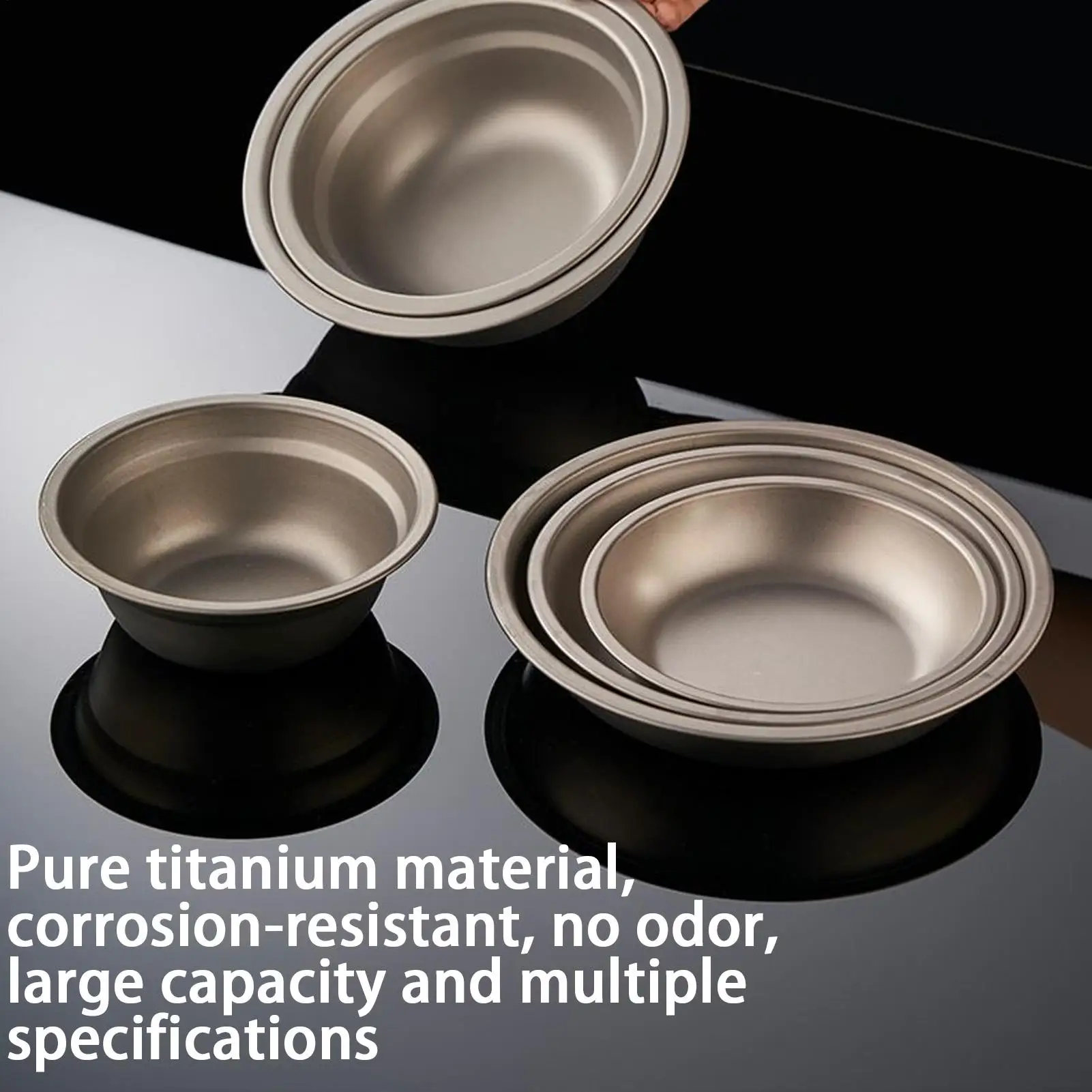 

Stackable Titanium Camping Plates Bowls, Lightweight Messkit For Backpacking Travel Dinner Eating Food Storage Cookware