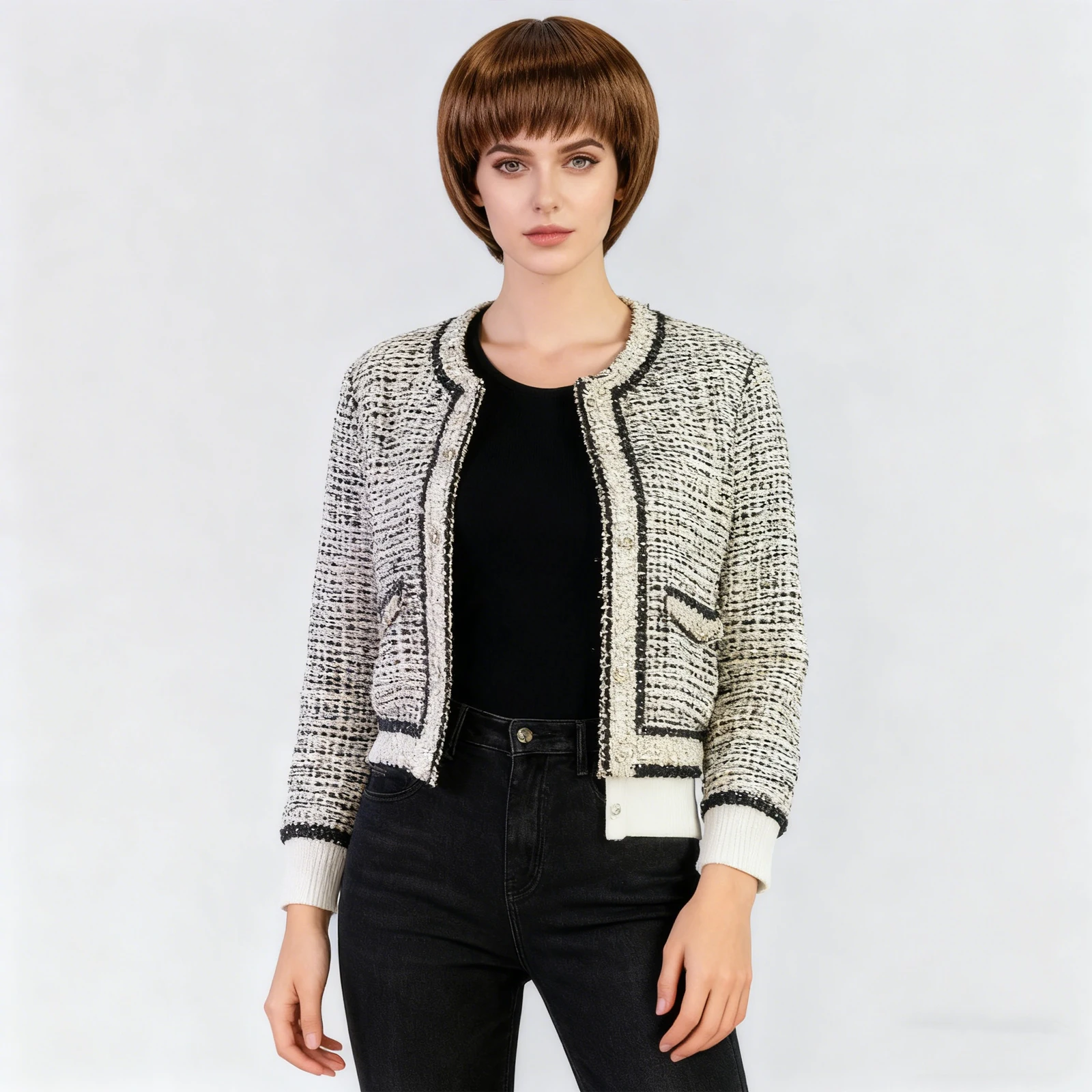 

Синтетический модный короткий коричневый парик в сочетании с аккуратной челкой, подходит для мужчин на каждый день и особых случаев