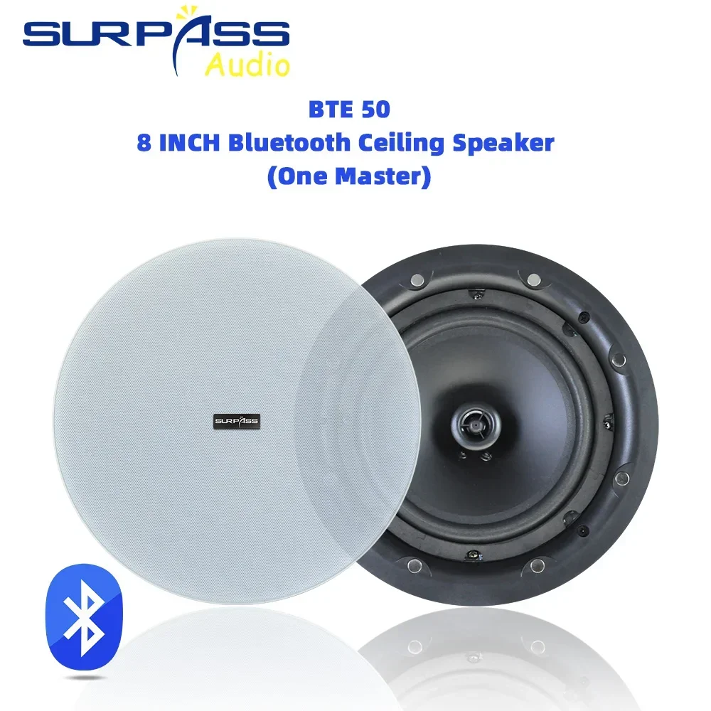 Home Audio System 8 Inch 40W Bluetooth Frameless Coxial Ceiling Speaker Built-in Class D Amplifier Music Loudspeaker for Hotel