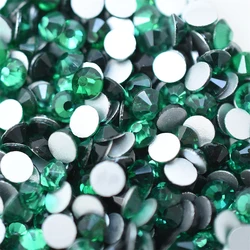 Non Hotfix Glass Flatback Rhinestones Green Emerald Nail Art Decorations Stone Crystals Strass Glue on Diamond Craft DIY Face