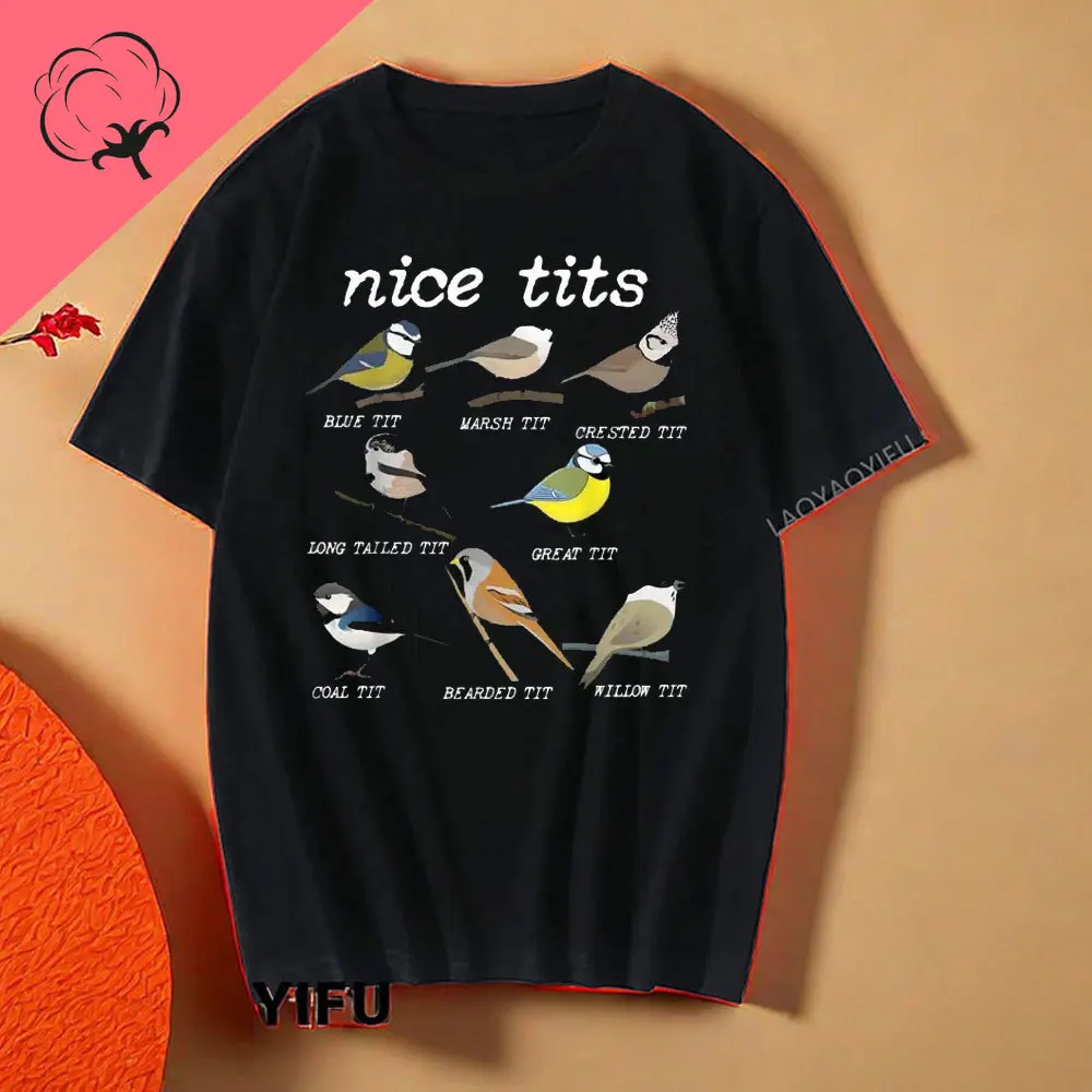 2024 New Arrivals Interesting Bird Viewing Interesting Mountain Bird Watchers Nice Tits T-shirt High Quality Cotton Top T-shirt