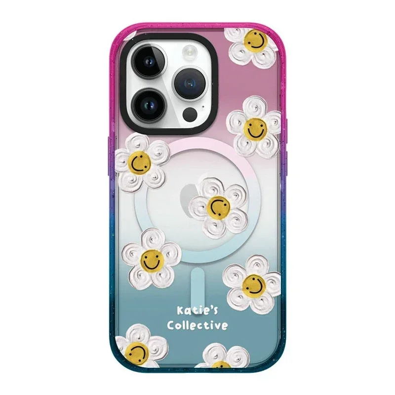 

MagSafe Acrylic Daisy Phone Case Cover for iPhone 12 13 14 15 Pro Max Case for iPhone 15 ProMax