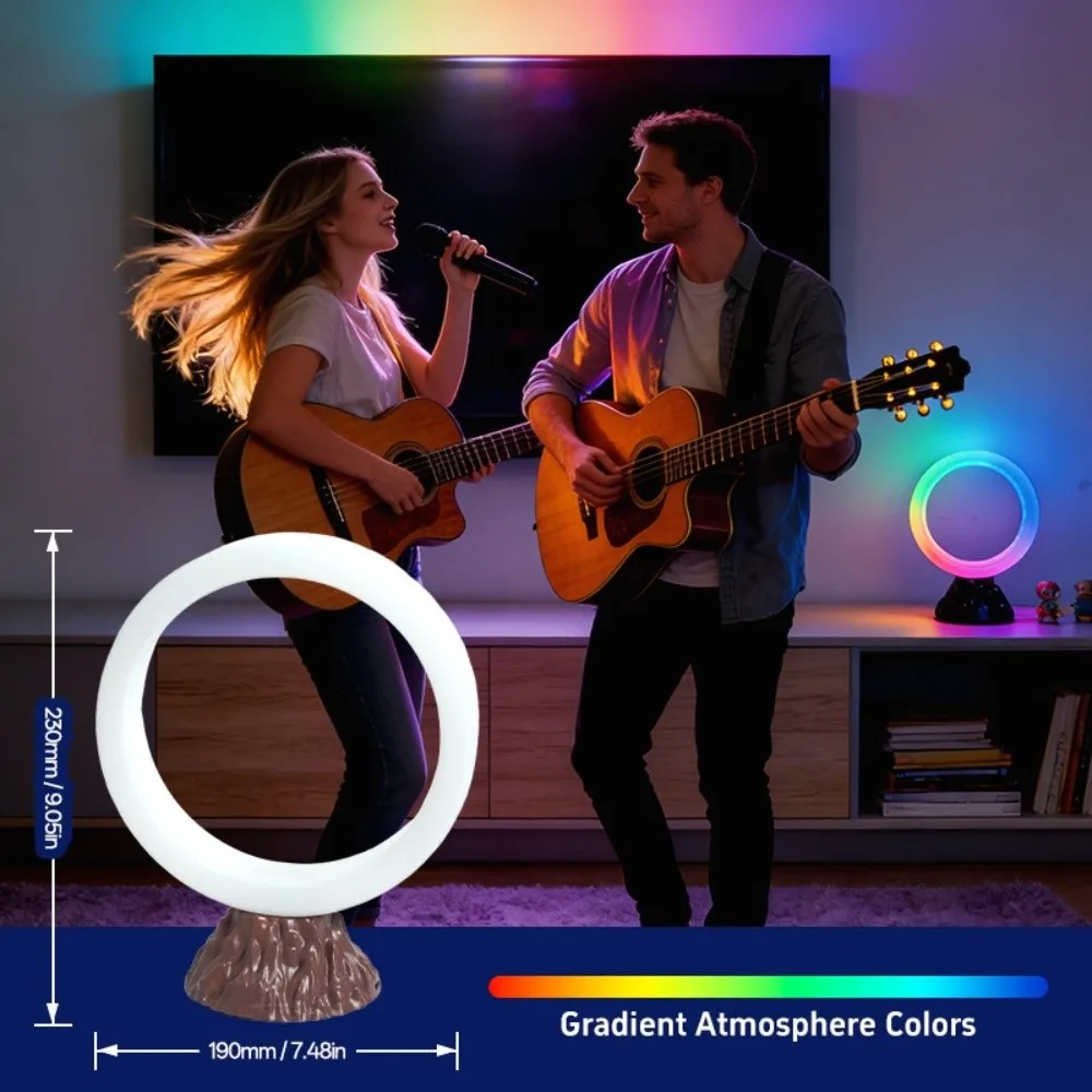 RGB Color Changing RGB Smart Table Lamp Circular Design Energy Efficient LED Night Light Modern USB Plug Ambient Lighting
