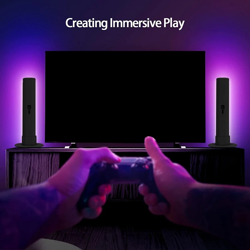Promotion! LED Light Bar Gaming Ambient Light Bluetooth TV Backlight RGB Effect With Music Sync For PC TV Room Decor 2 Pcs