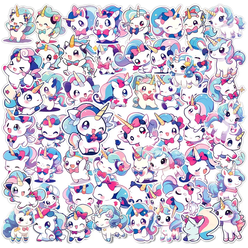 60PCS Rainbow Horse Funny Animals Stickers Cartoon Toy Kids Notebook Luggage Laptop Refrigerator Decals Anime Graffiti Sticker